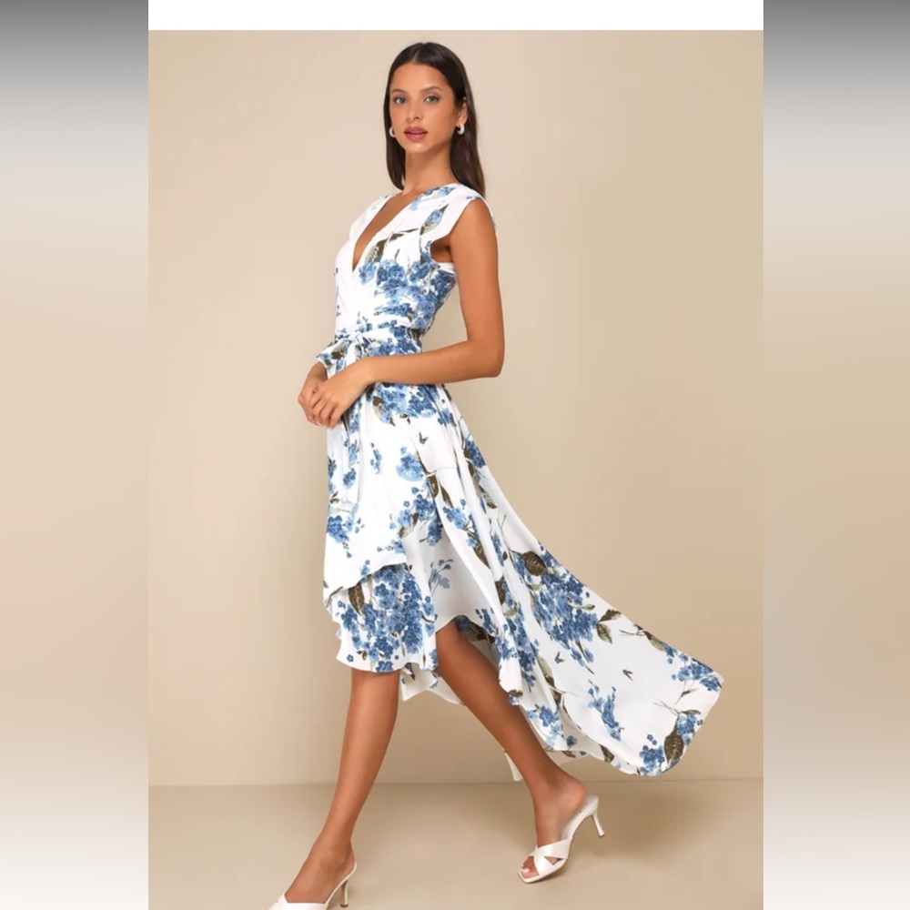 Lulu's Blue Floral High Low Dress - Picture 7 of 8